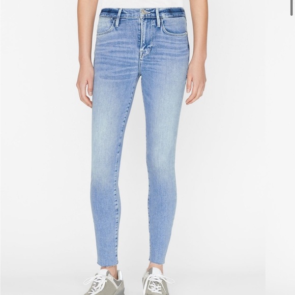 $225 Frame Light Wash Le High Skinny Raw Hem Jeans - Picture 7 of 7